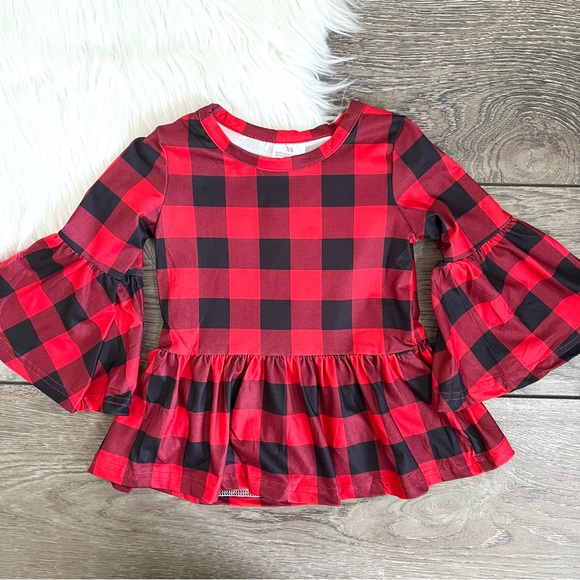brittanynj boutique Other - Buffalo Plaid Bell Sleeve Top